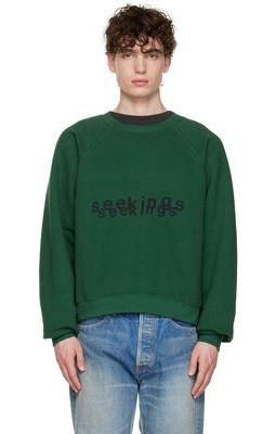 SEEKINGS Green Double Logo Printed Sweatshirt