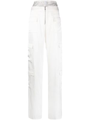 Seen Users crystal-embellished panel cargo trousers - White