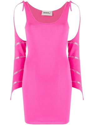 Seen Users detachable-gloves knitted mini dress - Pink