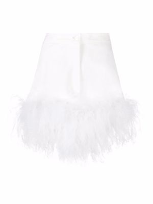 Seen Users feather-trim denim shorts - White