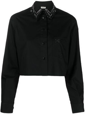 Seen Users gem-embellished cropped shirt - Black