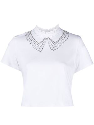 Seen Users rhinestone-embellished cropped T-shirt - White