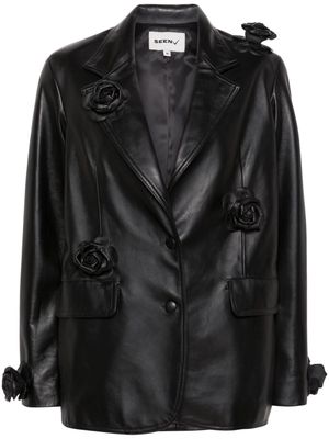 Seen Users Wild Rose leather blazer - Black