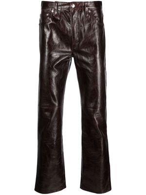 Séfr Eito leather straight-leg trousers - Brown