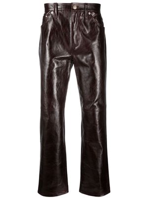 Séfr Eito mid-rise leather trousers - Brown