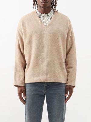 Séfr - Ezra Alpaca-blend V-neck Sweater - Mens - Light Beige