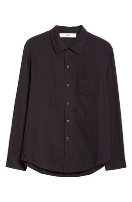 Séfr Leo Cotton Voile Button-Up Shirt in Light Black