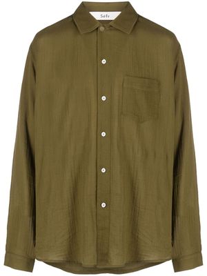 Séfr Leo long-sleeve cotton shirt - Green