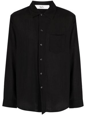 Séfr Leo spread-collar cotton shirt - Black