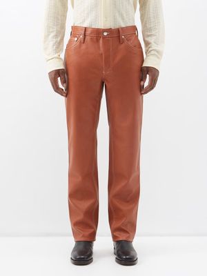 Séfr - Londre Faux-leather Trousers - Mens - Orange
