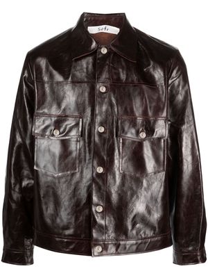 Séfr Lorenzo button-up leather jacket - Brown
