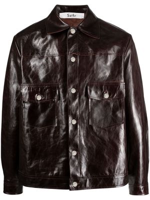 Séfr Lorenzo button-up leather jacket - Red