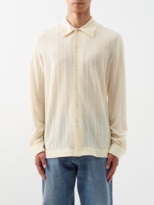Séfr - Ripley Organic Cotton-blend Jacquard Shirt - Mens - Ivory