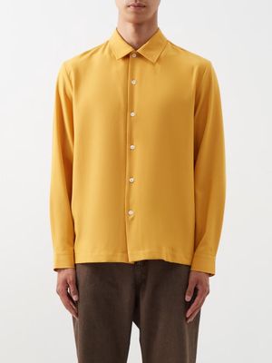 Séfr - Sense Stretch-crepe Shirt - Mens - Yellow