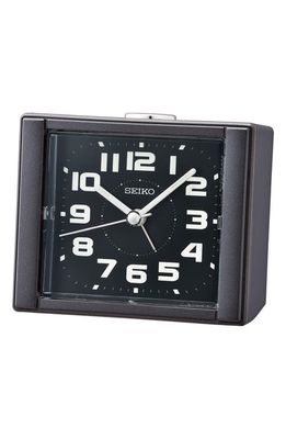 Seiko Aoki Square Alarm Clock in Metallic Black