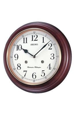 Seiko Chimes Roman 12-Inch Woodgrain Wall Clock in Brown