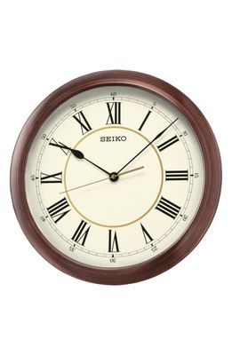 Seiko Roman 16-Inch Woodgrain Wall Clock in Brown