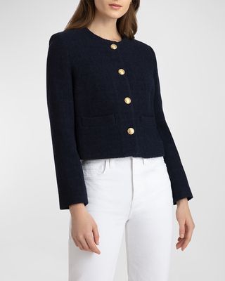 Seine Cropped Button-Front Tweed Jacket