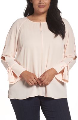 Sejour Button Sleeve Blouse in Pink Wood