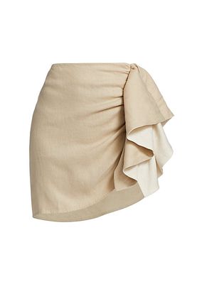 Sela Draped Linen Miniskirt