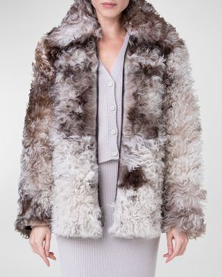 Selda Long Hair Spotted Sheep Shearling Jacket
