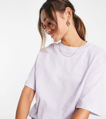 Selected Exclusive Unisex cotton oversized T-shirt in lilac - part of a set - PURPLE