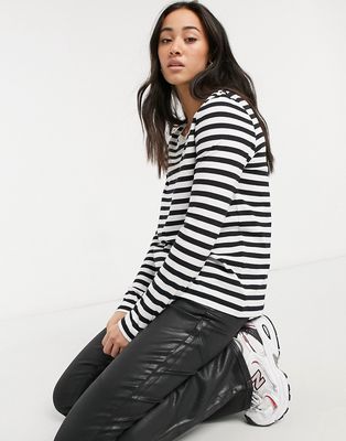 Selected Femme cotton long sleeve t-shirt in stripe - MULTI