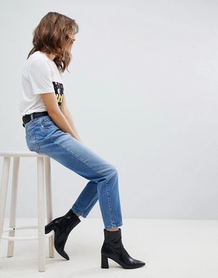 Selected Femme High Rise Mom Jeans in blue