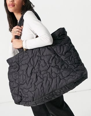 Selected Femme oversized quilted bag in black