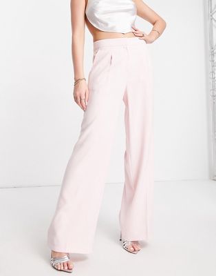 Selected Femme tailored soft wide leg pants in pink