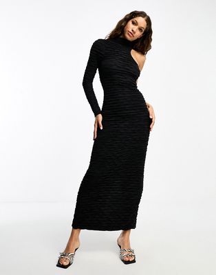 Selected Femme textured maxi dress in black
