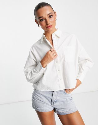Selected Femme ultimate cotton cropped shirt in white