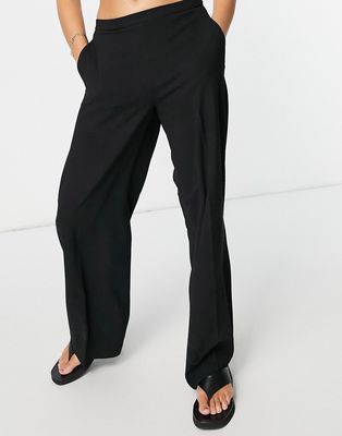 Selected Femme wide leg pants in black