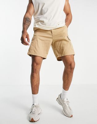 Selected Homme cargo shorts in beige-Neutral