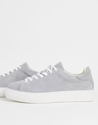 Selected Homme chunky sole sneakers in gray suede