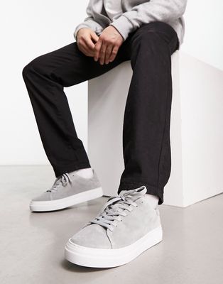 Selected Homme chunky suede sneakers in gray