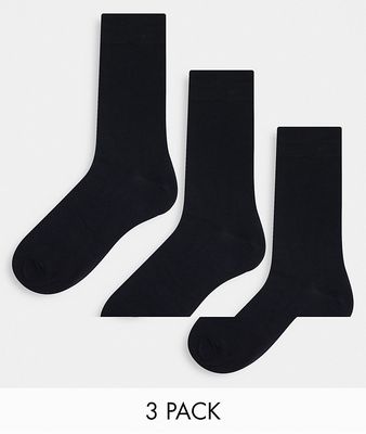 Selected Homme cotton blend 3 pack socks in black