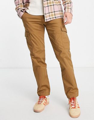 Selected Homme cotton blend straight cargo pants in brown - BROWN