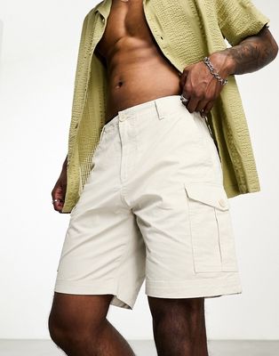 Selected Homme cotton mix cargo shorts in stone-Neutral