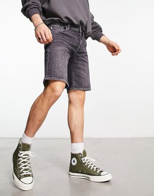 Selected Homme cotton mix denim shorts in washed black