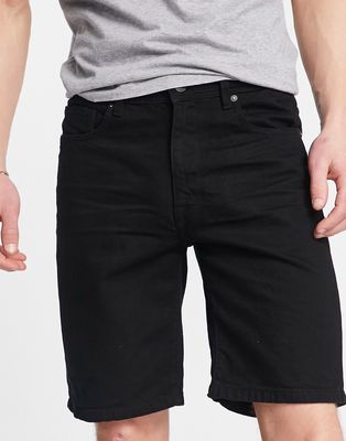Selected Homme cotton slim fit denim shorts in black - BLACK