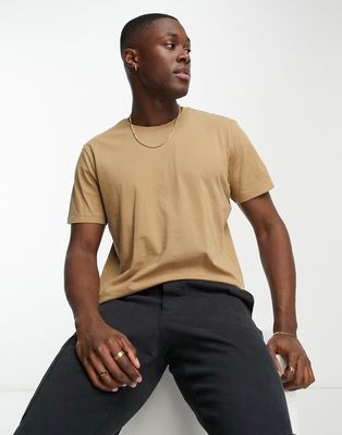Selected Homme cotton t-shirt in beige-Neutral