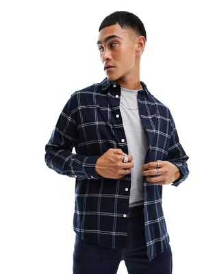 Selected Homme flannel check shirt in navy and white-Multi