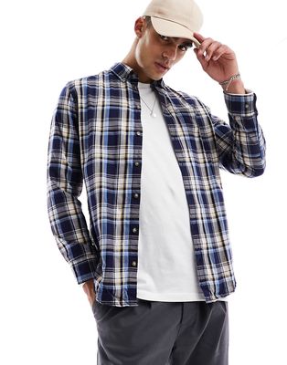 Selected Homme flannel long sleeve shirt in navy check