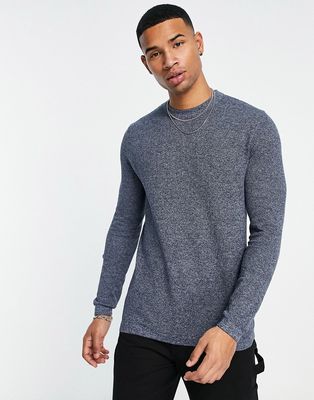 Selected Homme knitted crew neck sweater in navy fleck
