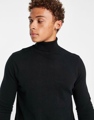 Selected Homme knitted roll neck sweater in black