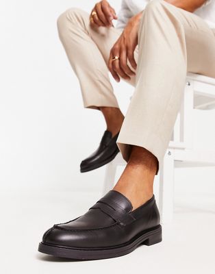 Selected Homme leather loafers in black