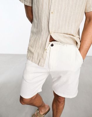 Selected Homme linen mix short in white