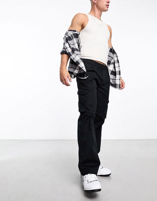 Selected Homme loose fit cargo pants in black