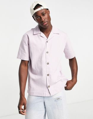 Selected Homme loose fit denim shirt in lilac-Purple
